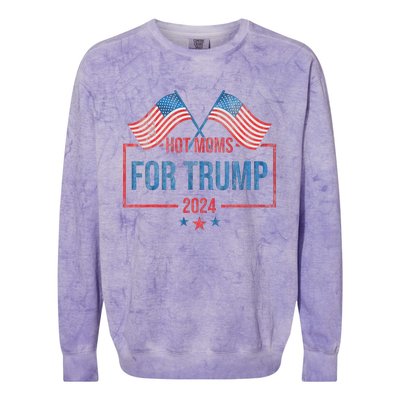 Hot Moms For Trump 2024 Republican Usa Flag Colorblast Crewneck Sweatshirt