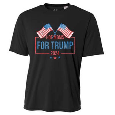 Hot Moms For Trump 2024 Republican Usa Flag Cooling Performance Crew T-Shirt