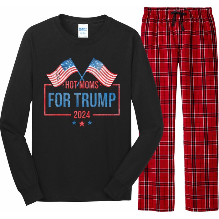 Hot Moms For Trump 2024 Republican Usa Flag Long Sleeve Pajama Set