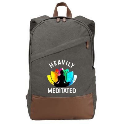 Heavily Meditated Funny Meditation Yoga Gift Cotton Canvas Backpack