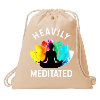 Heavily Meditated Funny Meditation Yoga Gift Drawstring Bag