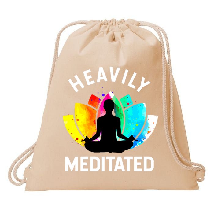 Heavily Meditated Funny Meditation Yoga Gift Drawstring Bag