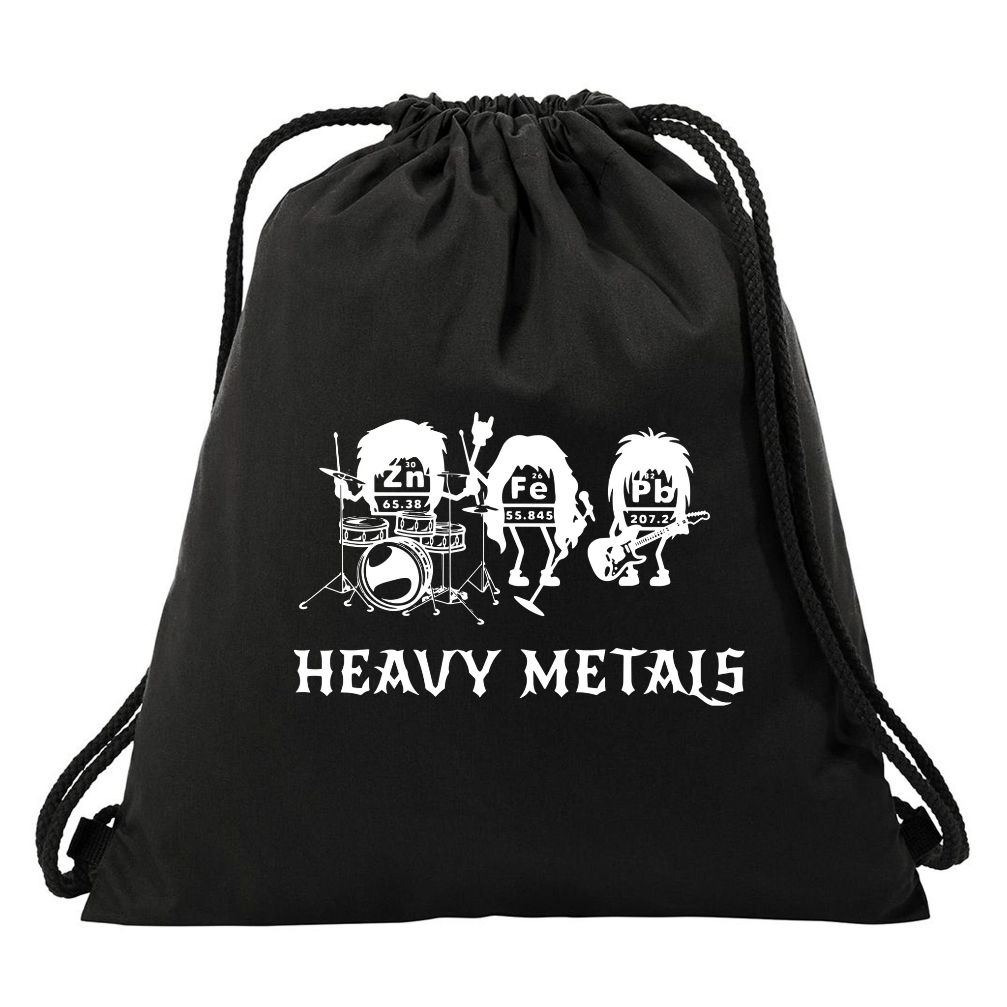 Heavy Metals Funny Chemistry Periodic Table Joke Drawstring Bag