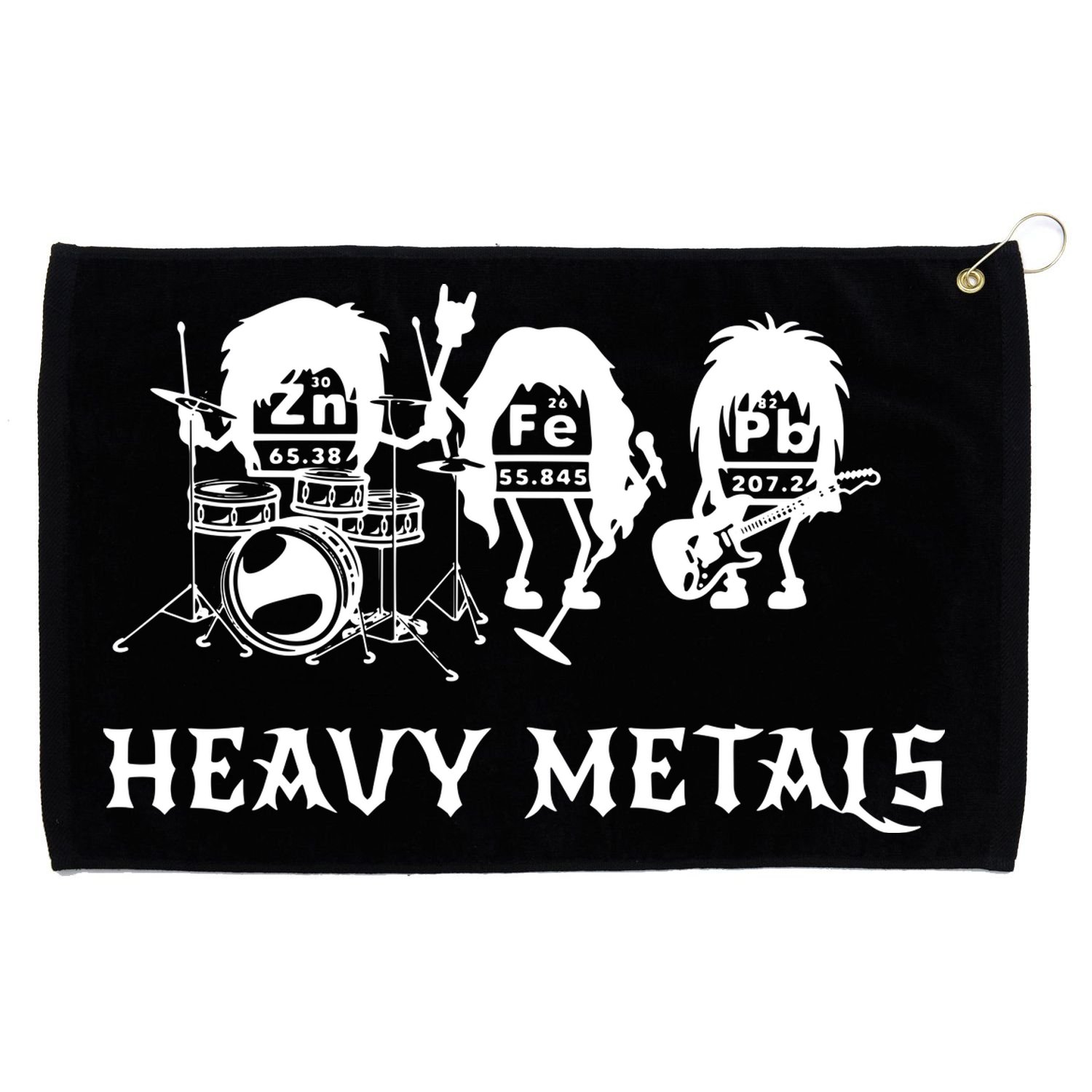 Heavy Metals Funny Chemistry Periodic Table Joke Grommeted Golf Towel