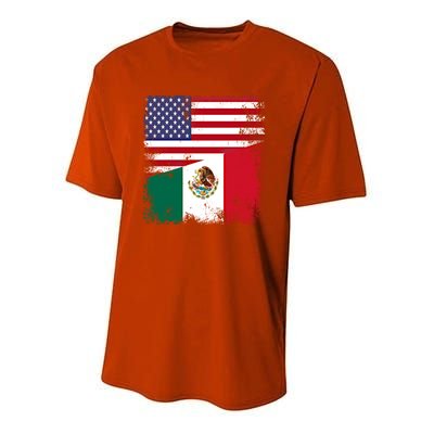 Half Mexican Flag Vintage Mexico Usa Gift Youth Performance Sprint T-Shirt