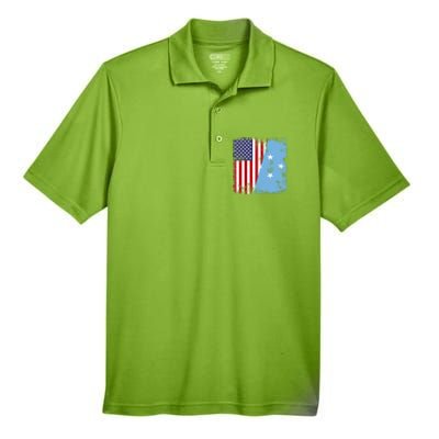 Half Micronesian Flag Vintage Micronesia Usa Gift Men's Origin Performance Pique Polo