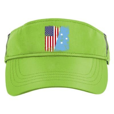 Half Micronesian Flag Vintage Micronesia Usa Gift Adult Drive Performance Visor