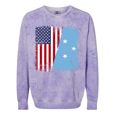 Half Micronesian Flag Vintage Micronesia Usa Gift Colorblast Crewneck Sweatshirt