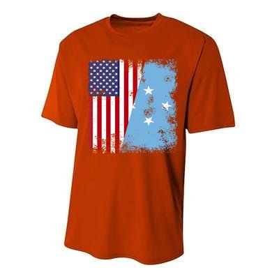 Half Micronesian Flag Vintage Micronesia Usa Gift Performance Sprint T-Shirt