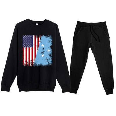 Half Micronesian Flag Vintage Micronesia Usa Gift Premium Crewneck Sweatsuit Set