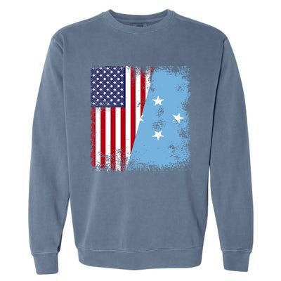 Half Micronesian Flag Vintage Micronesia Usa Gift Garment-Dyed Sweatshirt