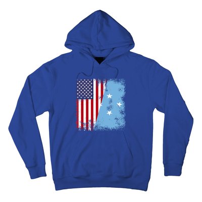 Half Micronesian Flag Vintage Micronesia Usa Gift Hoodie