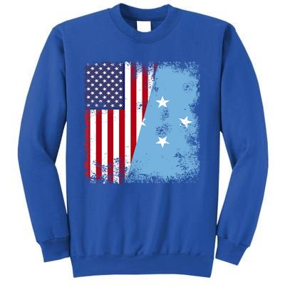 Half Micronesian Flag Vintage Micronesia Usa Gift Sweatshirt