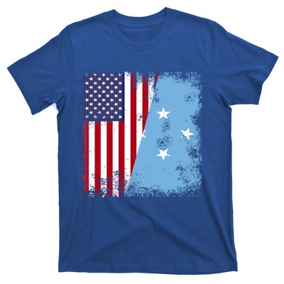 Half Micronesian Flag Vintage Micronesia Usa Gift T-Shirt