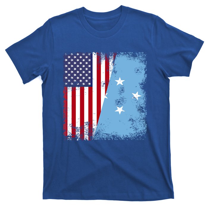 Half Micronesian Flag Vintage Micronesia Usa Gift T-Shirt