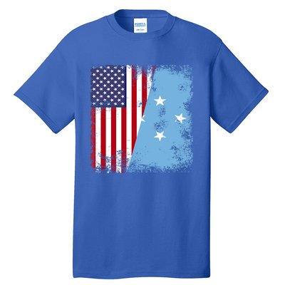 Half Micronesian Flag Vintage Micronesia Usa Gift Tall T-Shirt