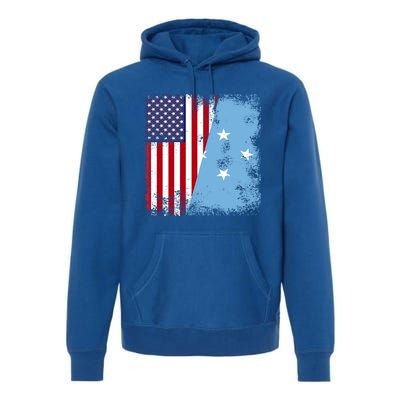 Half Micronesian Flag Vintage Micronesia Usa Gift Premium Hoodie