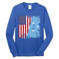 Half Micronesian Flag Vintage Micronesia Usa Gift Tall Long Sleeve T-Shirt