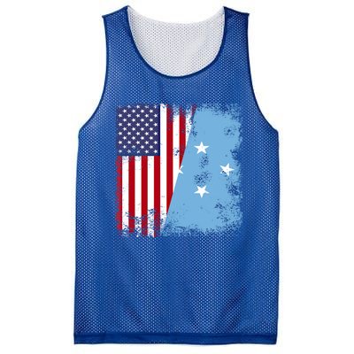 Half Micronesian Flag Vintage Micronesia Usa Gift Mesh Reversible Basketball Jersey Tank