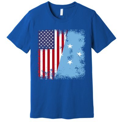 Half Micronesian Flag Vintage Micronesia Usa Gift Premium T-Shirt