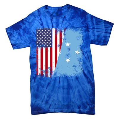 Half Micronesian Flag Vintage Micronesia Usa Gift Tie-Dye T-Shirt