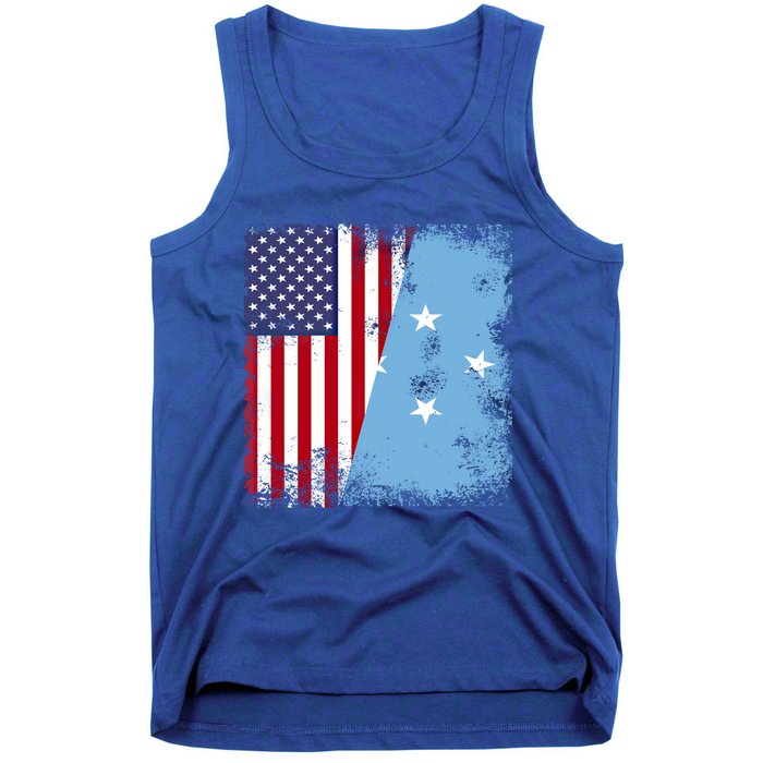 Half Micronesian Flag Vintage Micronesia Usa Gift Tank Top