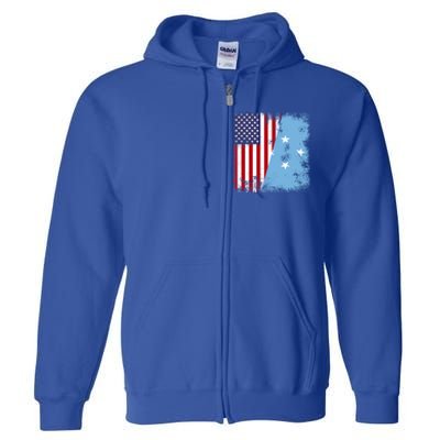 Half Micronesian Flag Vintage Micronesia Usa Gift Full Zip Hoodie