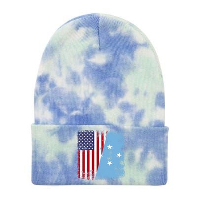 Half Micronesian Flag Vintage Micronesia Usa Gift Tie Dye 12in Knit Beanie