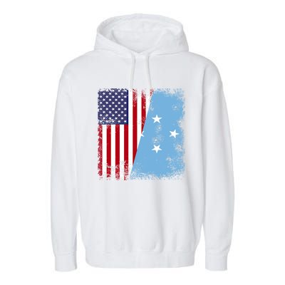 Half Micronesian Flag Vintage Micronesia Usa Gift Garment-Dyed Fleece Hoodie