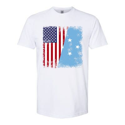 Half Micronesian Flag Vintage Micronesia Usa Gift Softstyle CVC T-Shirt