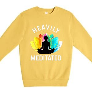 Heavily Meditated  Funny Meditation & Yoga Gift Premium Crewneck Sweatshirt