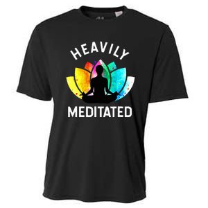 Heavily Meditated  Funny Meditation & Yoga Gift Cooling Performance Crew T-Shirt