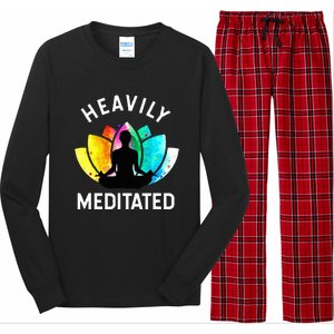 Heavily Meditated  Funny Meditation & Yoga Gift Long Sleeve Pajama Set