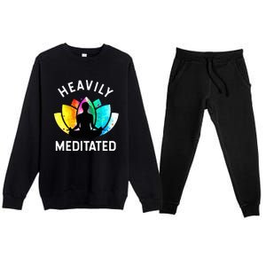 Heavily Meditated  Funny Meditation & Yoga Gift Premium Crewneck Sweatsuit Set