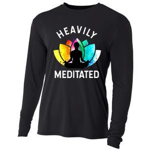 Heavily Meditated  Funny Meditation & Yoga Gift Cooling Performance Long Sleeve Crew