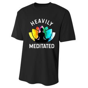 Heavily Meditated  Funny Meditation & Yoga Gift Performance Sprint T-Shirt