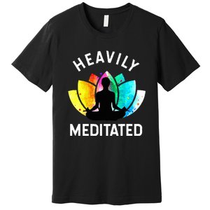 Heavily Meditated  Funny Meditation & Yoga Gift Premium T-Shirt