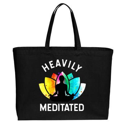 Heavily Meditated  Funny Meditation & Yoga Gift Cotton Canvas Jumbo Tote