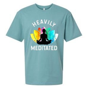 Heavily Meditated  Funny Meditation & Yoga Gift Sueded Cloud Jersey T-Shirt