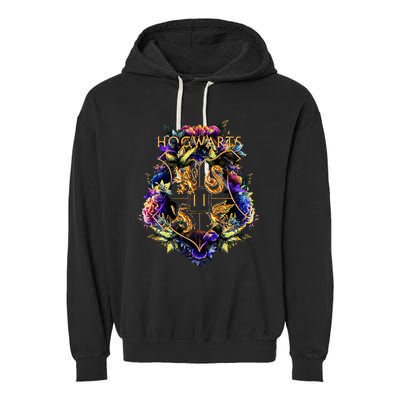 H.O.G.W.A.R.T.S Multicolored Floral Crest Garment-Dyed Fleece Hoodie