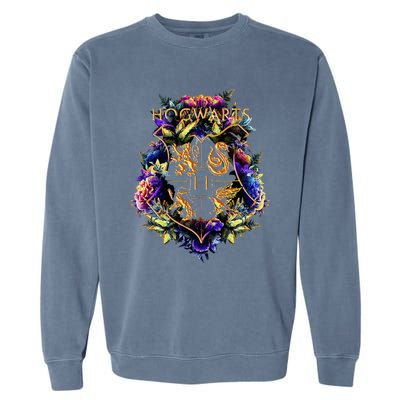 H.O.G.W.A.R.T.S Multicolored Floral Crest Garment-Dyed Sweatshirt