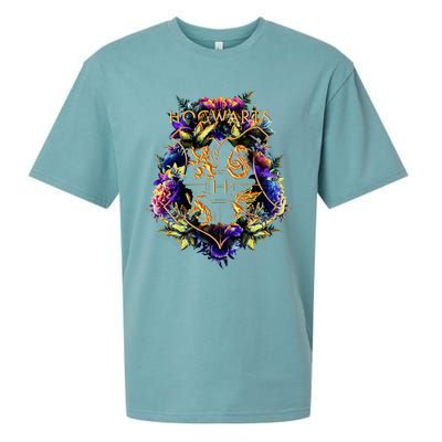 H.O.G.W.A.R.T.S Multicolored Floral Crest Sueded Cloud Jersey T-Shirt