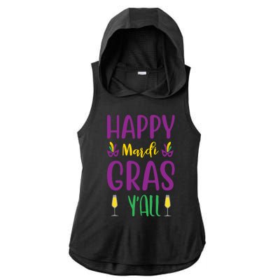 Happy Mardi Gras Ya'll Ladies PosiCharge Tri-Blend Wicking Draft Hoodie Tank