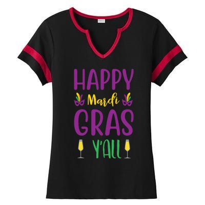 Happy Mardi Gras Ya'll Ladies Halftime Notch Neck Tee