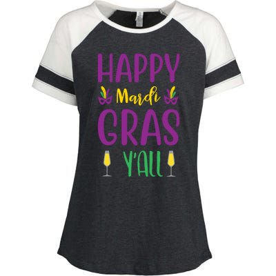 Happy Mardi Gras Ya'll Enza Ladies Jersey Colorblock Tee