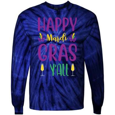 Happy Mardi Gras Ya'll Tie-Dye Long Sleeve Shirt