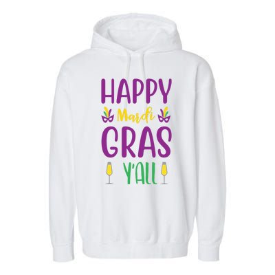 Happy Mardi Gras Ya'll Garment-Dyed Fleece Hoodie