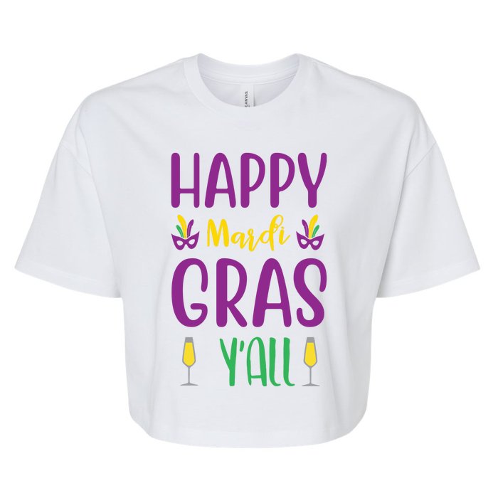 Happy Mardi Gras Ya'll Bella+Canvas Jersey Crop Tee