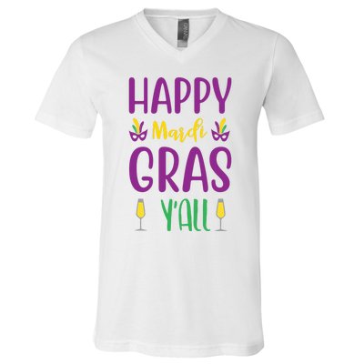 Happy Mardi Gras Ya'll V-Neck T-Shirt