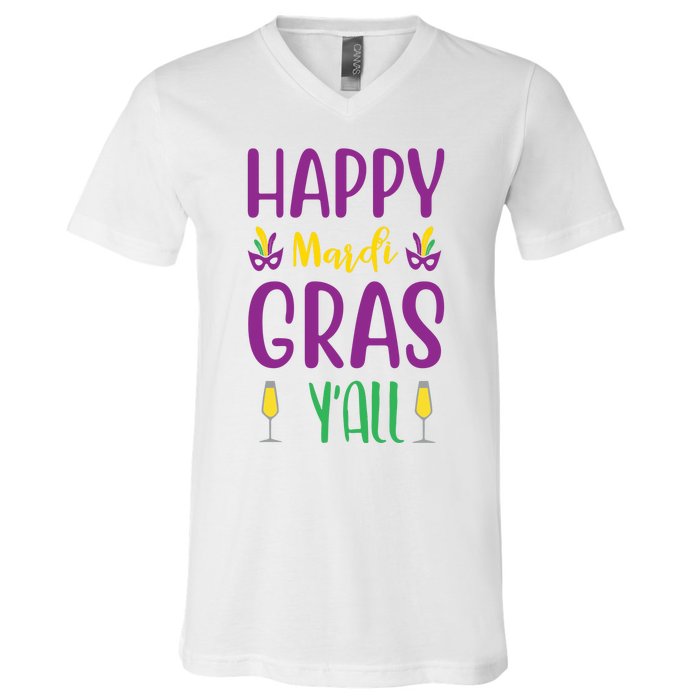 Happy Mardi Gras Ya'll V-Neck T-Shirt